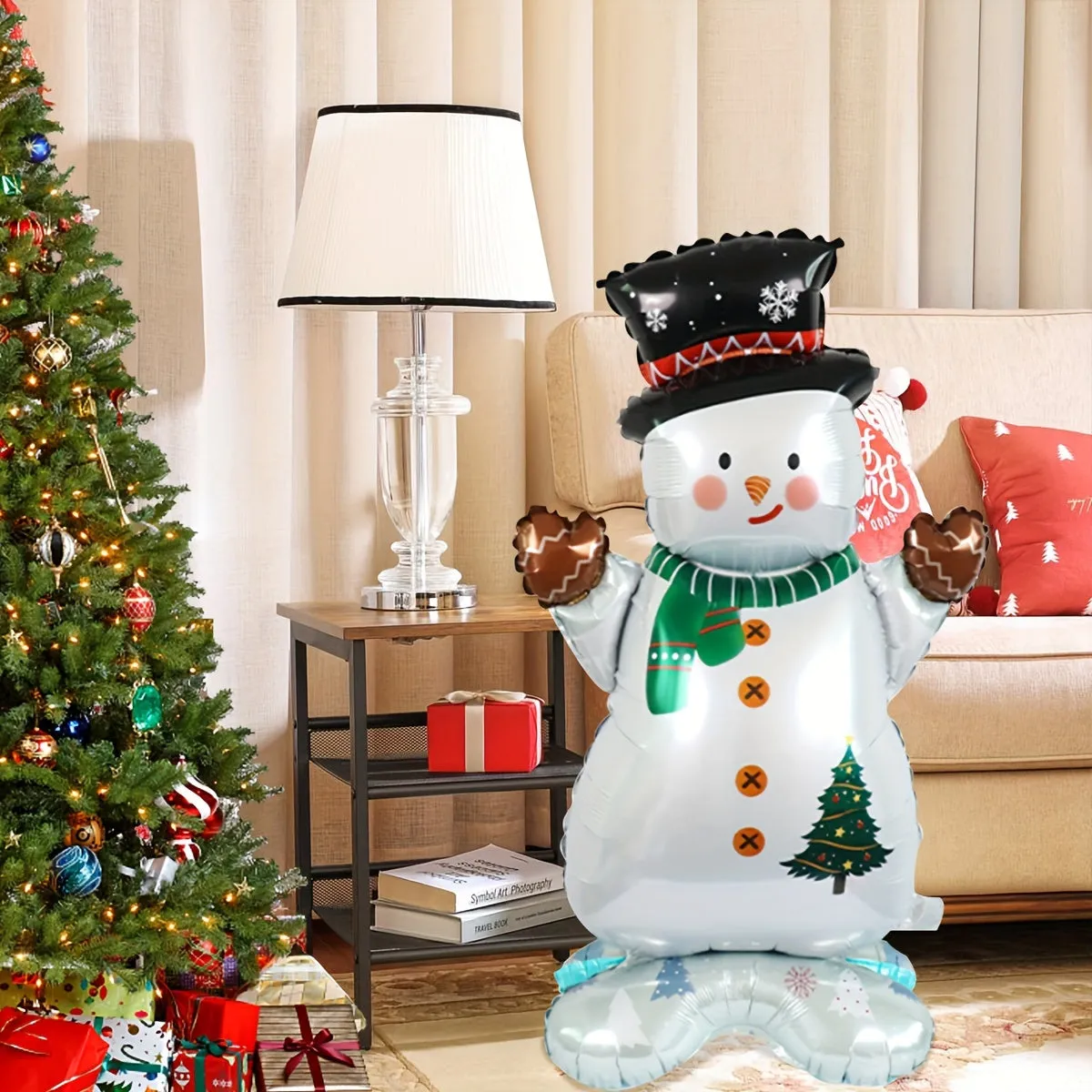 1pc Large Standing Christmas Snowman Balloon - Perfect for Indoor & Outdoor Celebrations - Ideal for Christmas, New Year & Birthday Parties