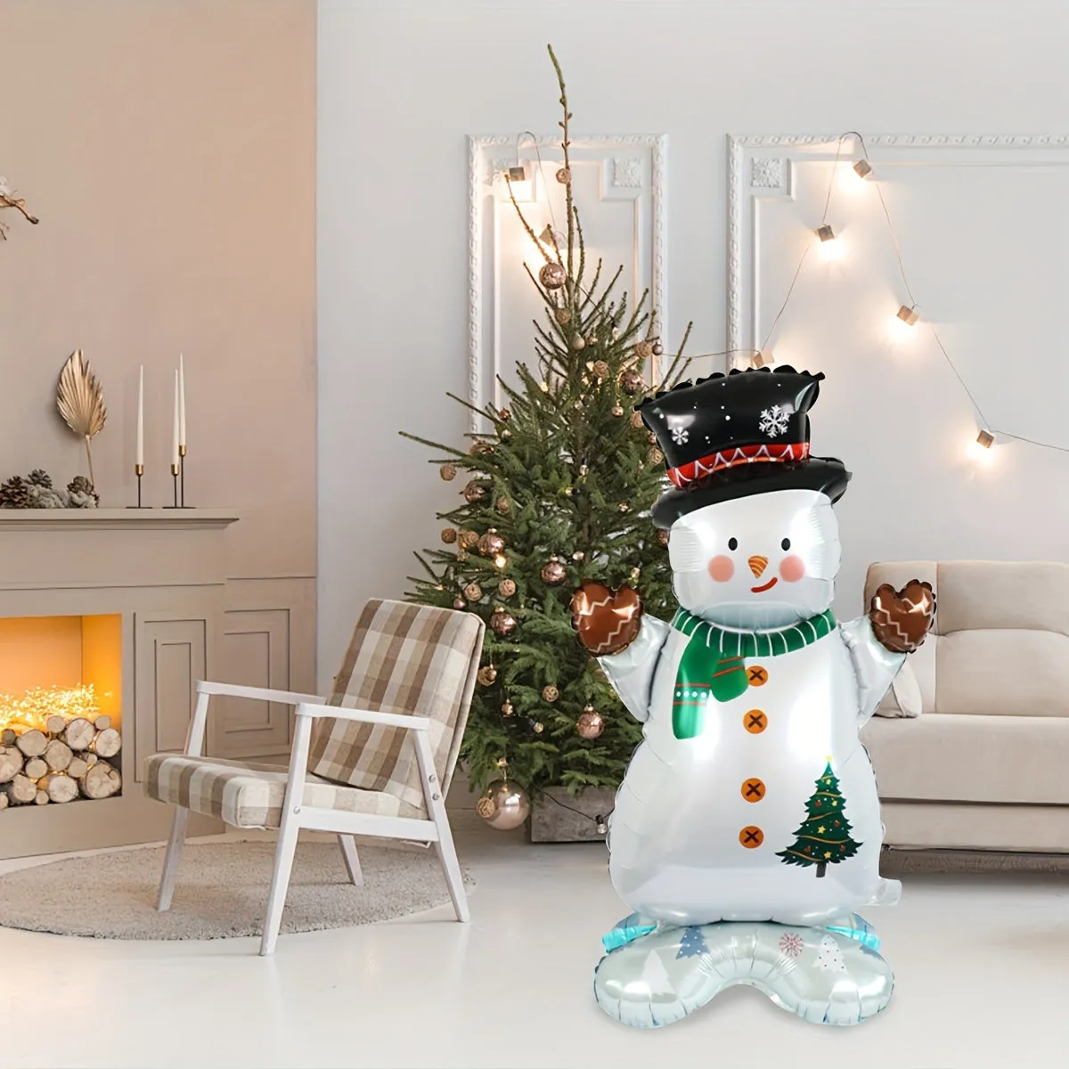 1pc Large Standing Christmas Snowman Balloon - Perfect for Indoor & Outdoor Celebrations - Ideal for Christmas, New Year & Birthday Parties