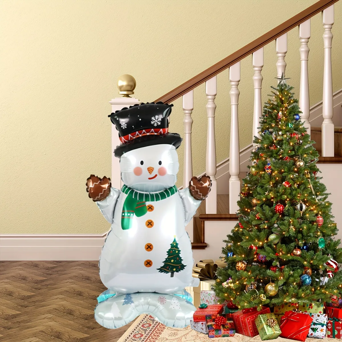 1pc Large Standing Christmas Snowman Balloon - Perfect for Indoor & Outdoor Celebrations - Ideal for Christmas, New Year & Birthday Parties