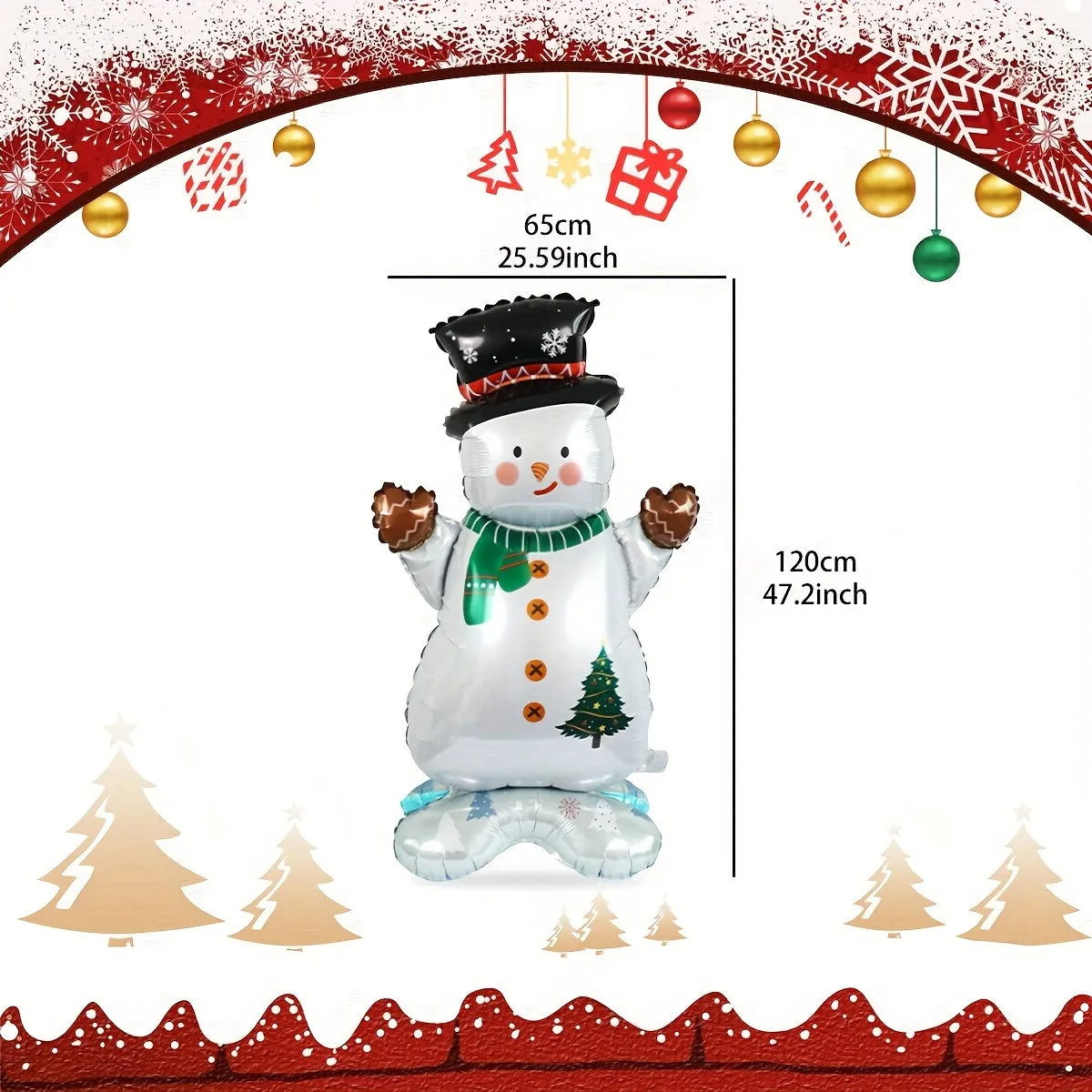 1pc Large Standing Christmas Snowman Balloon - Perfect for Indoor & Outdoor Celebrations - Ideal for Christmas, New Year & Birthday Parties