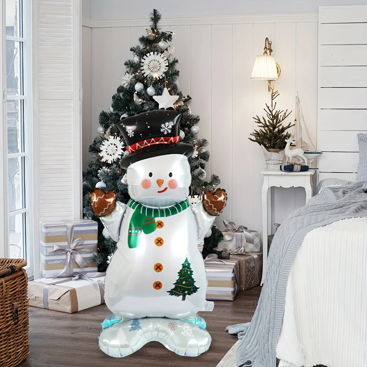 1pc Large Standing Christmas Snowman Balloon - Perfect for Indoor & Outdoor Celebrations - Ideal for Christmas, New Year & Birthday Parties