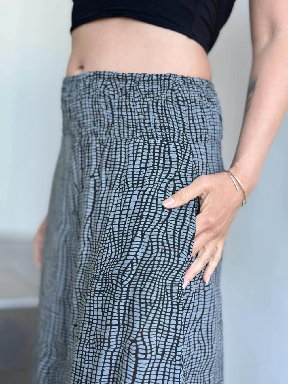 Abstract Grey Print Wide Leg Flow Pant