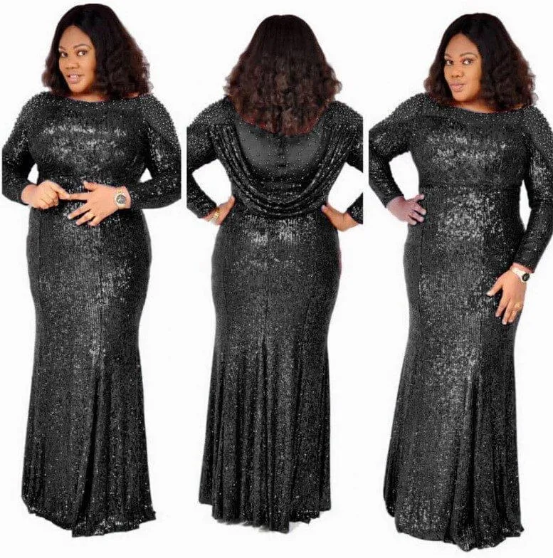 African Dresses For Women High Quality  Fashion Sequin Dress For Ladies