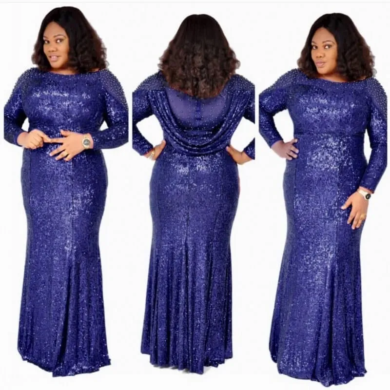 African Dresses For Women High Quality  Fashion Sequin Dress For Ladies