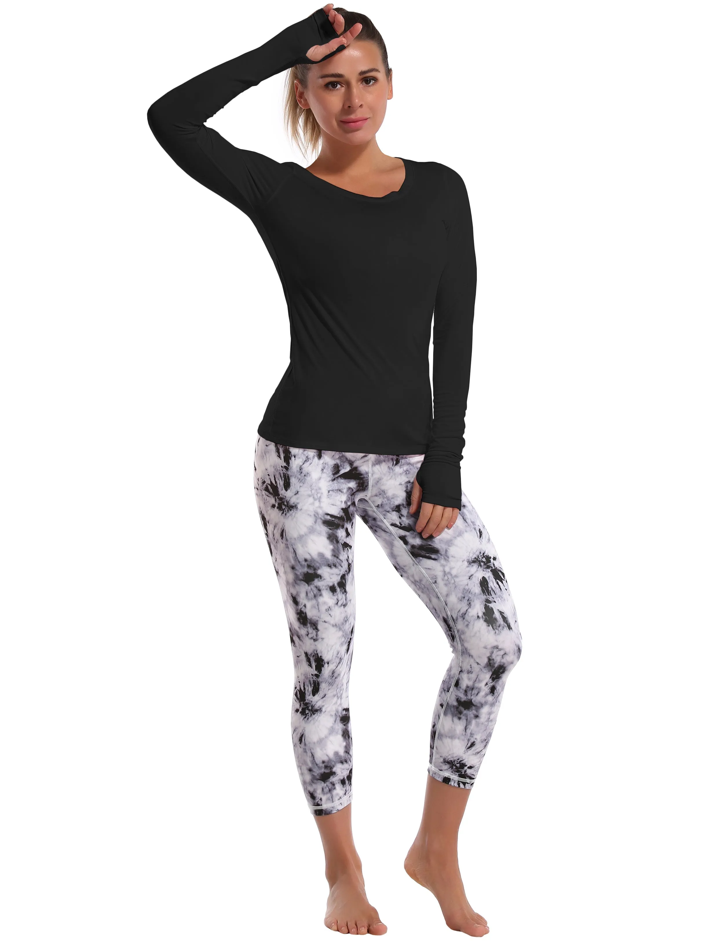 Athlete Long Sleeve Tops black_yoga