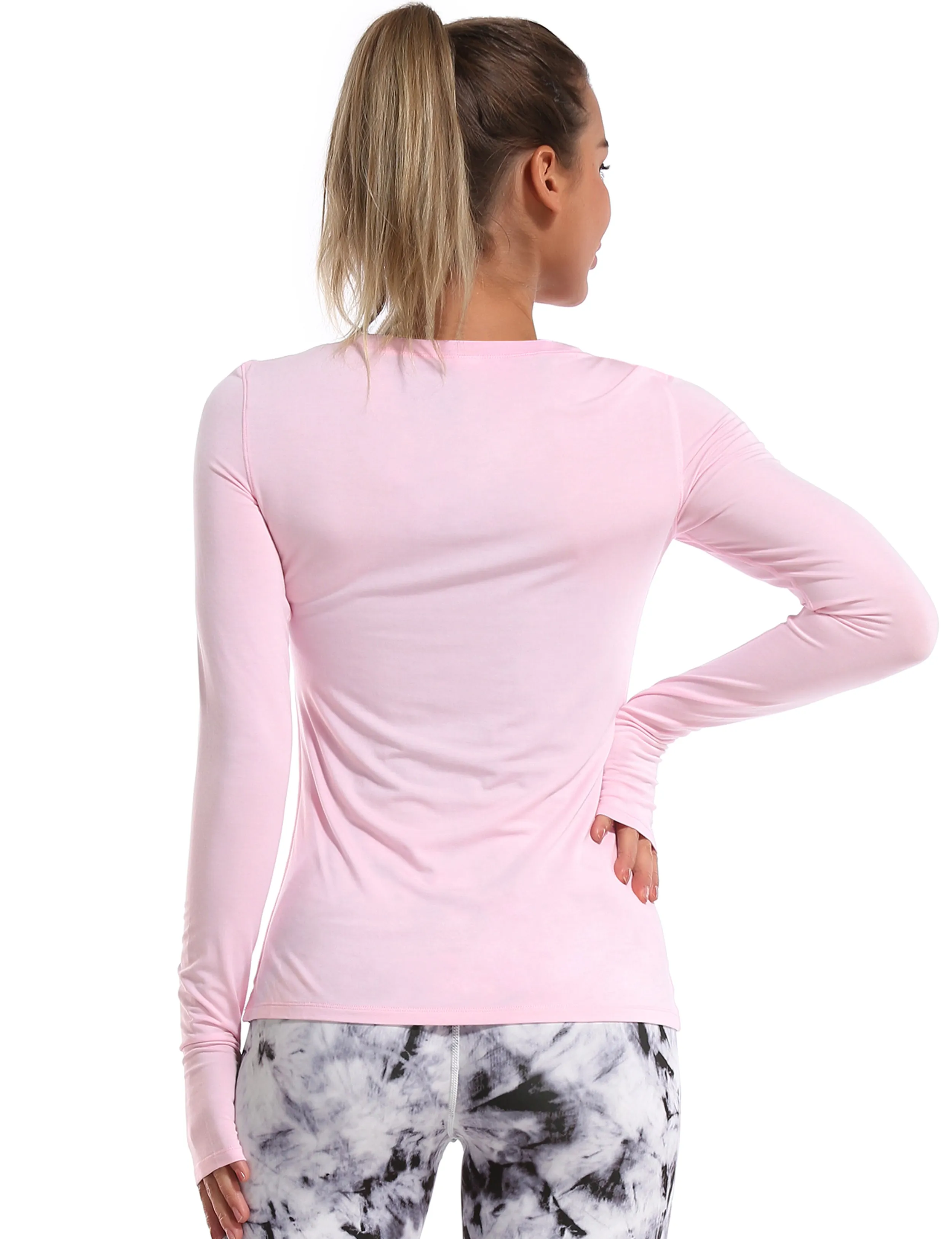 Athlete Long Sleeve Tops lightpink_Plus Size