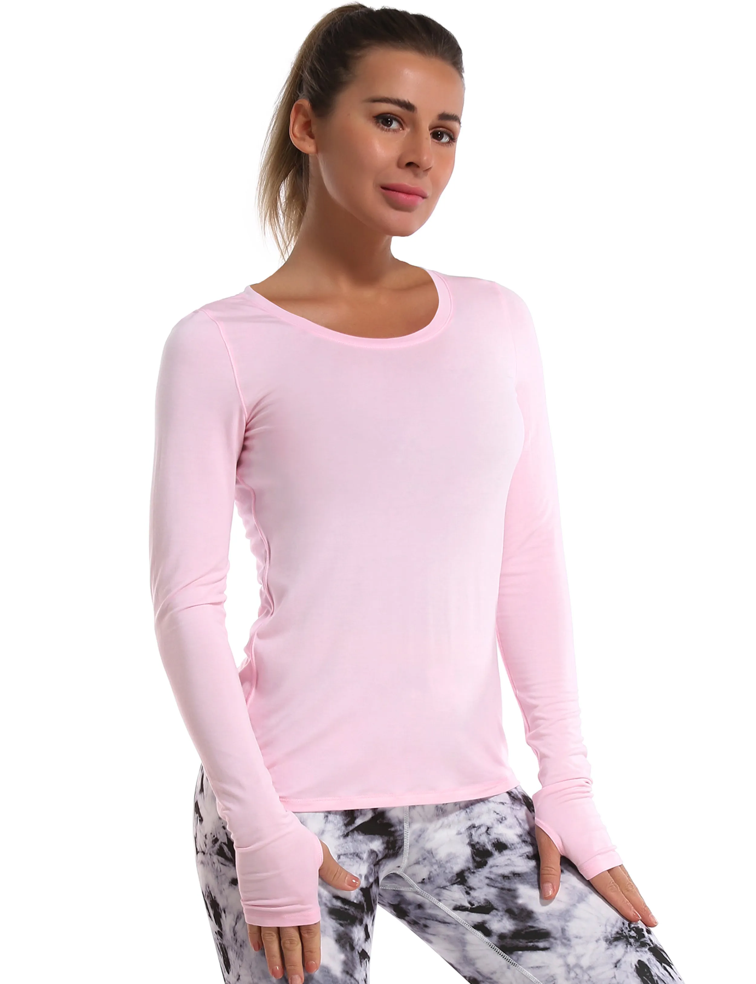 Athlete Long Sleeve Tops lightpink_Plus Size