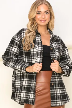 BASICS FEEL PLAID PRINT SHACKET