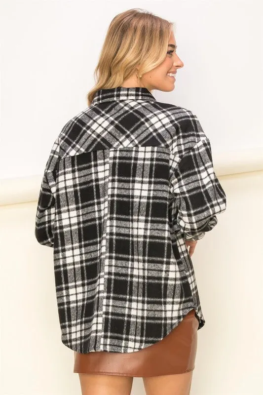 BASICS FEEL PLAID PRINT SHACKET