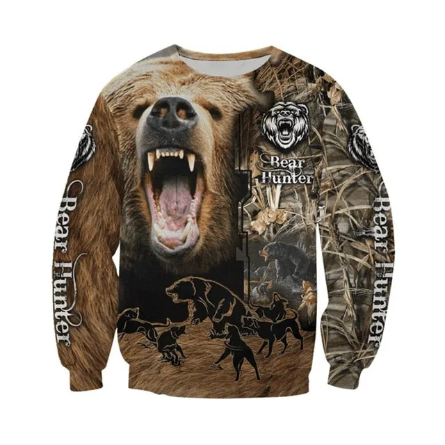 Bear Hunting Camo 3D Printed Hoodies