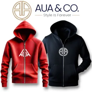 Bundle Of 2 Winter Men's Maroon & Black Zipper Hoodie By AUA&CO High Quality Fleece Fabric