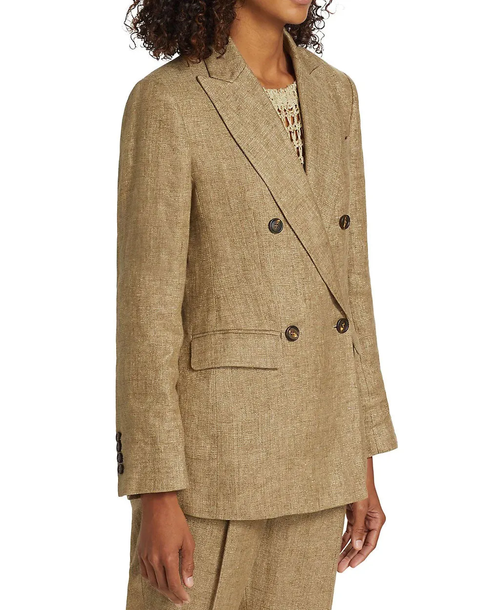 Camel and Loro Sparkling Linen Blazer