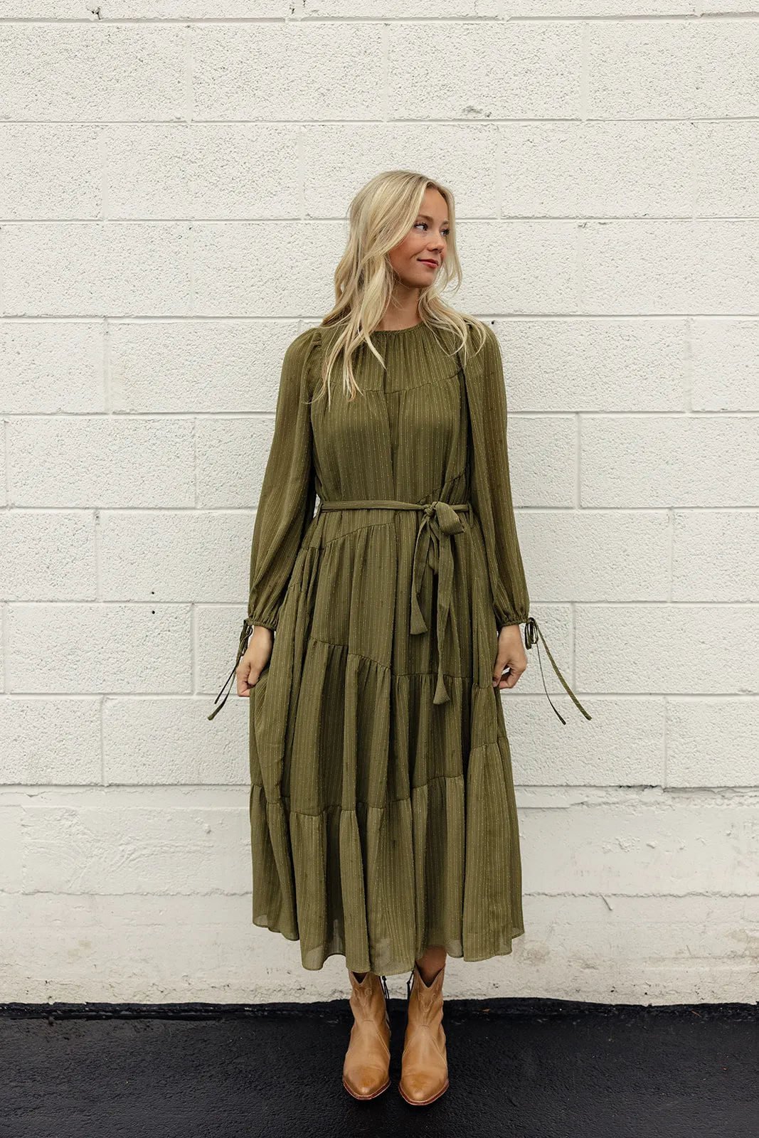 Cassandra Textured Tie Maxi