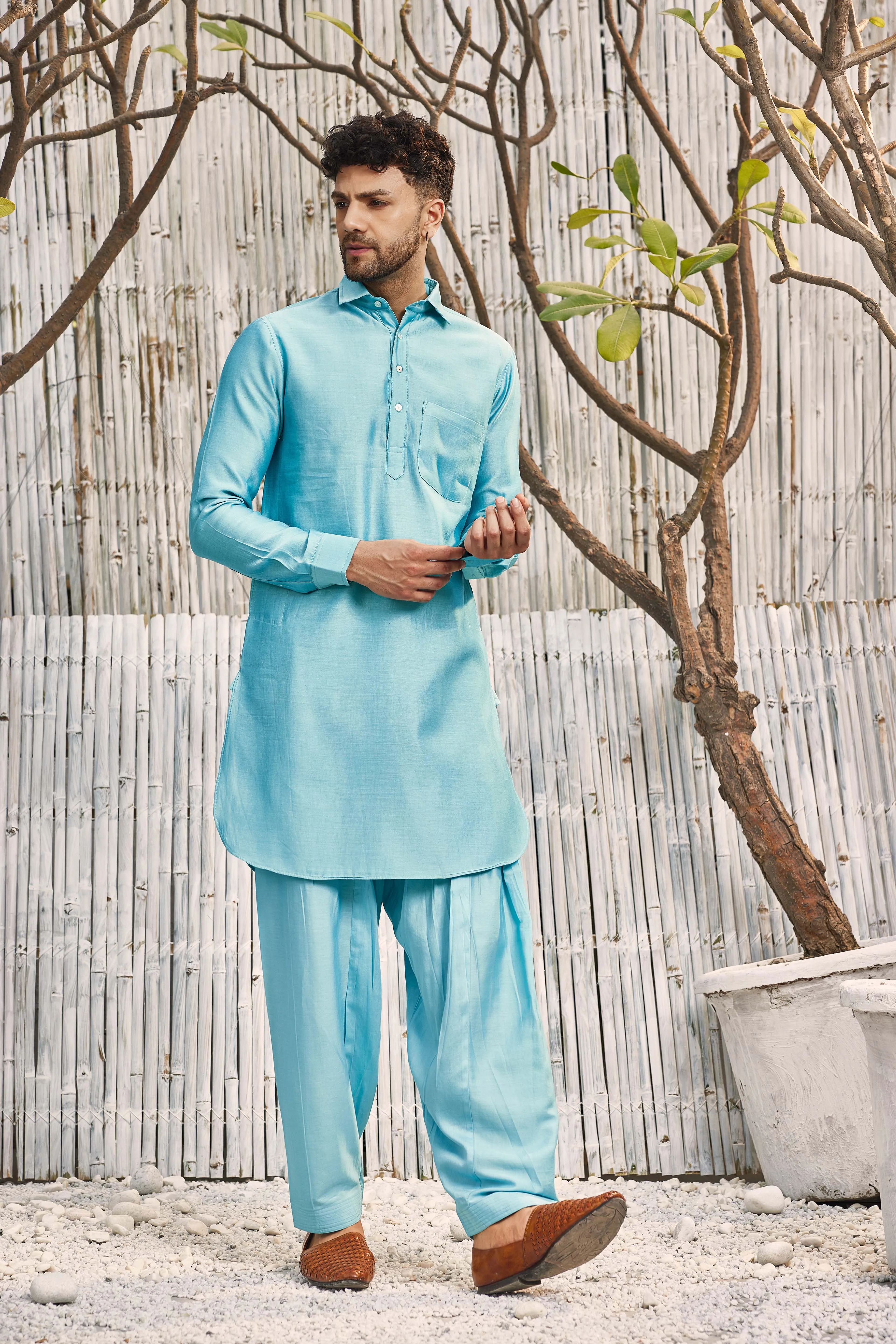 Chanderi Bundi Jacket - Blue