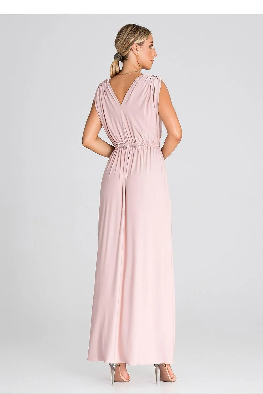 Chic Ruffle-Accented Maxi Dress with Pagon Details