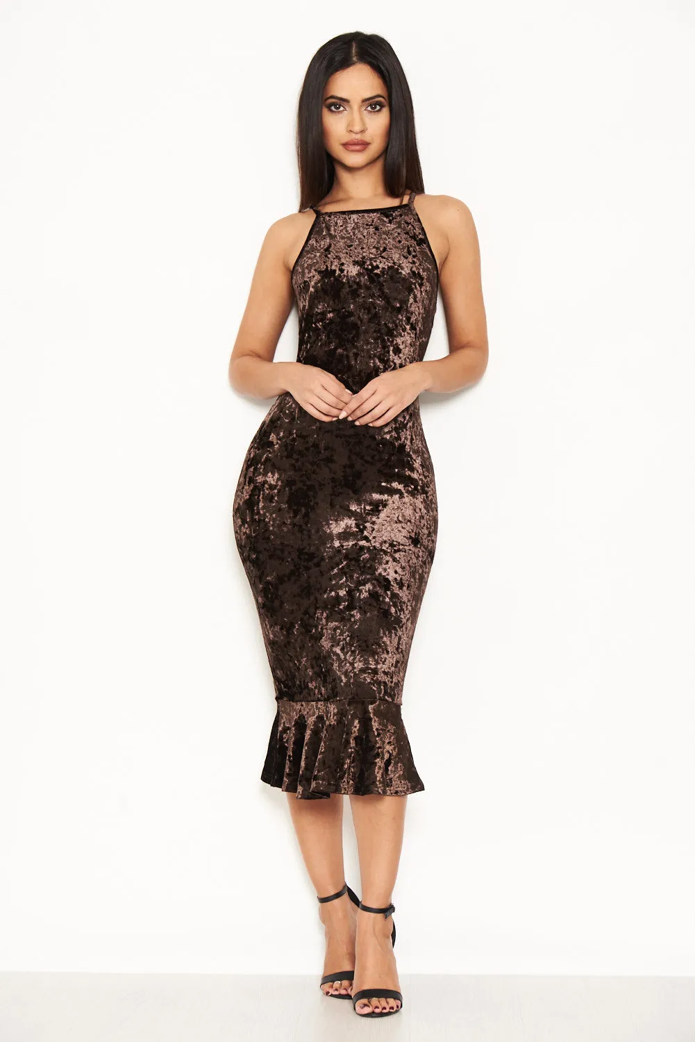 Chocolate Velvet Fishtail Dress