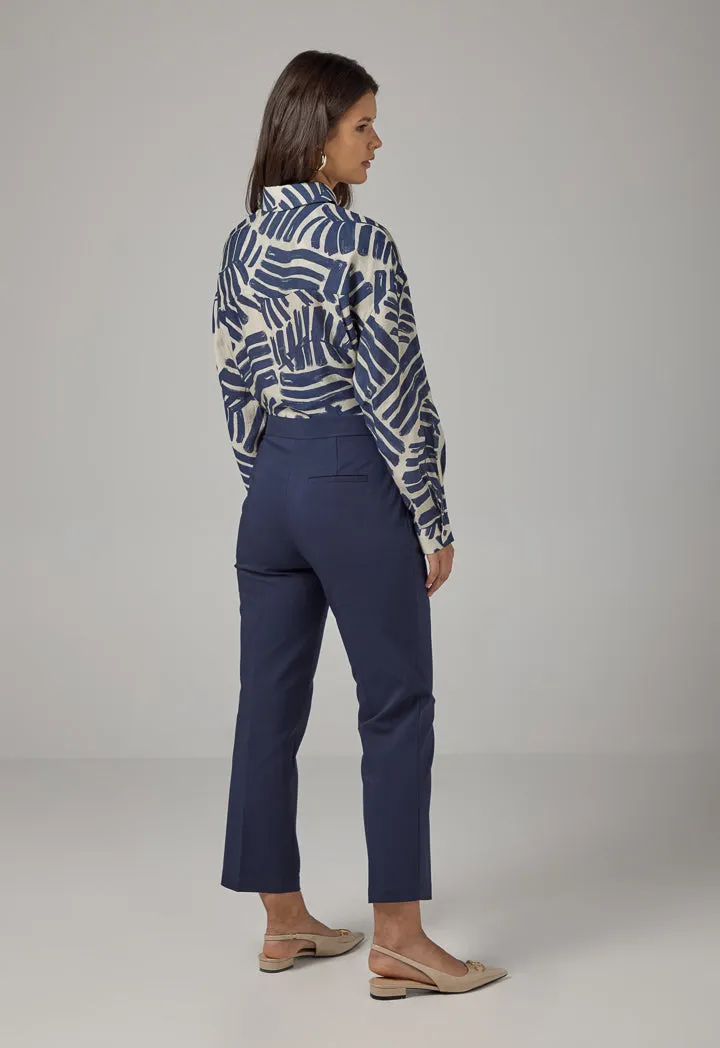 Choice Peg Leg High Waist Trousers Navy