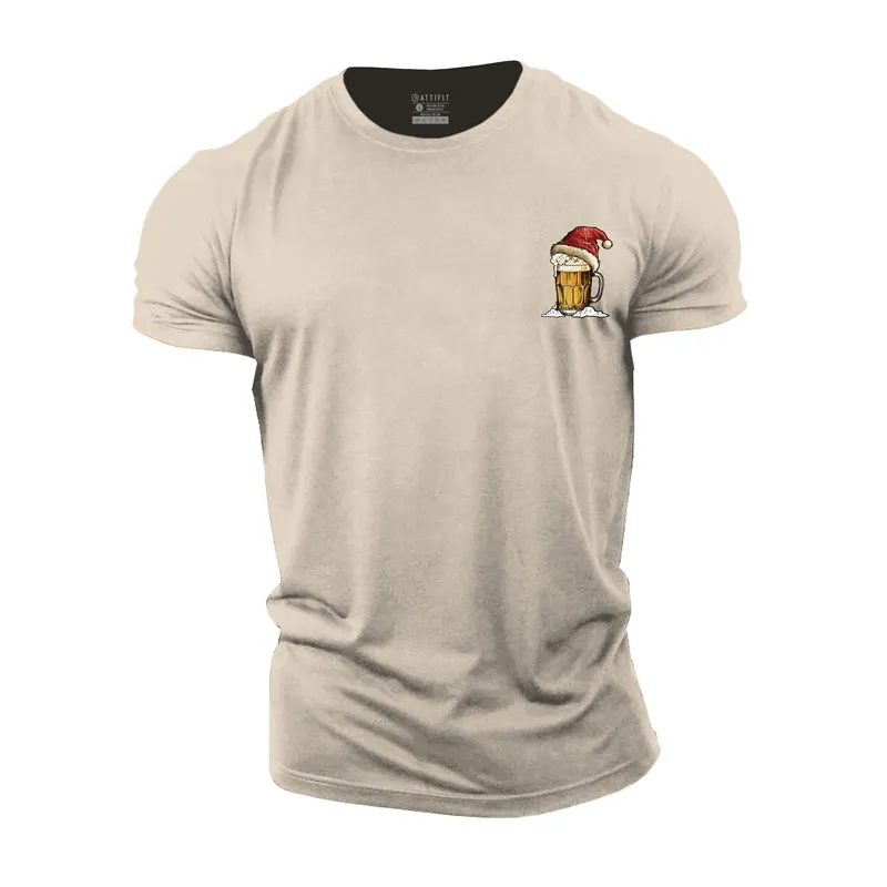 Christmas Beer Graphic Men's Fitness T-shirts