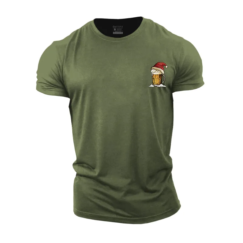 Christmas Beer Graphic Men's Fitness T-shirts