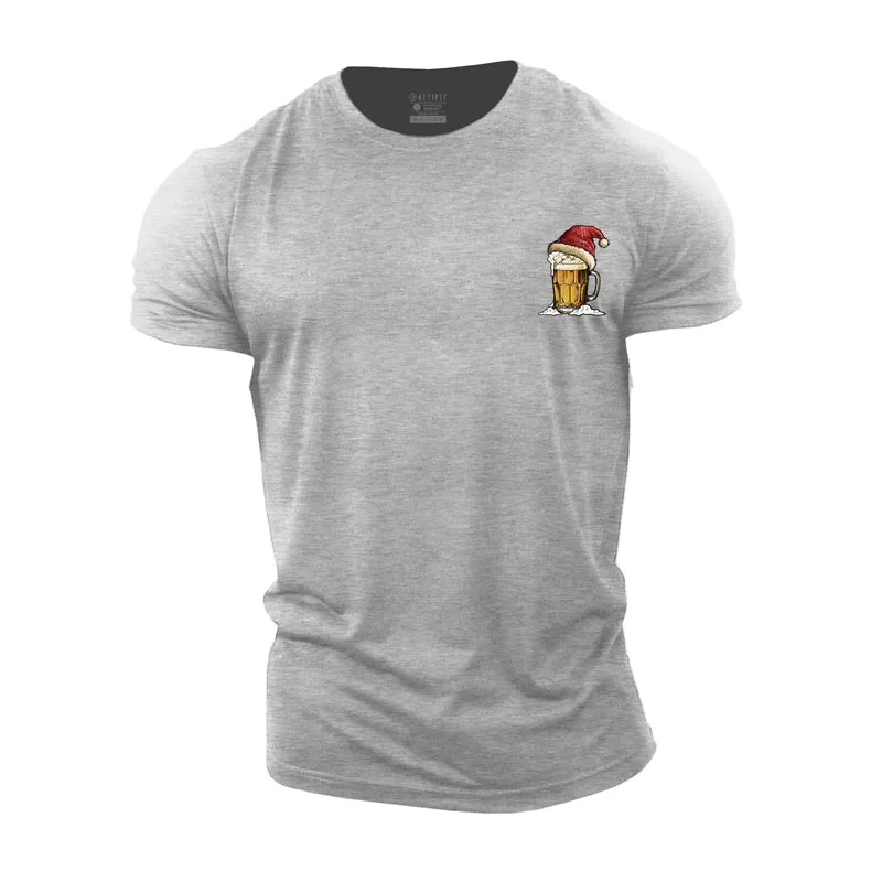 Christmas Beer Graphic Men's Fitness T-shirts