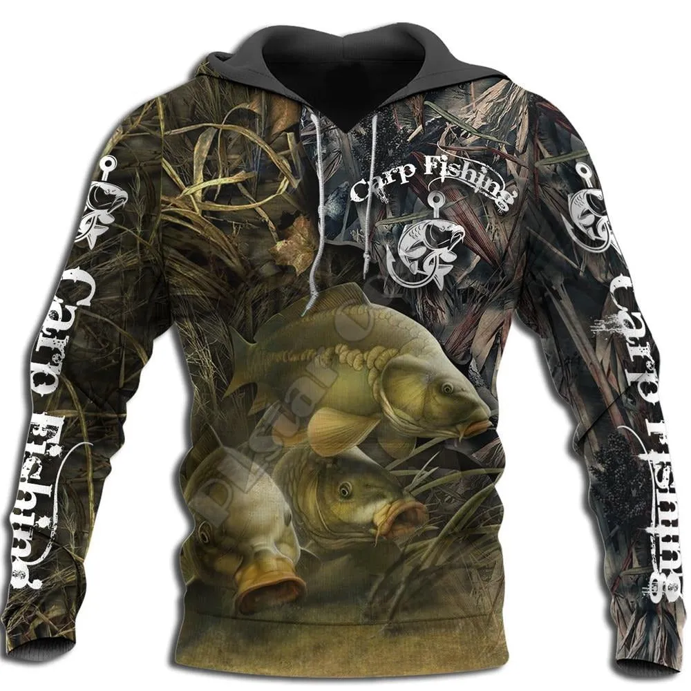 Cool Carp Fishing 3D Printed Pullover hoodies