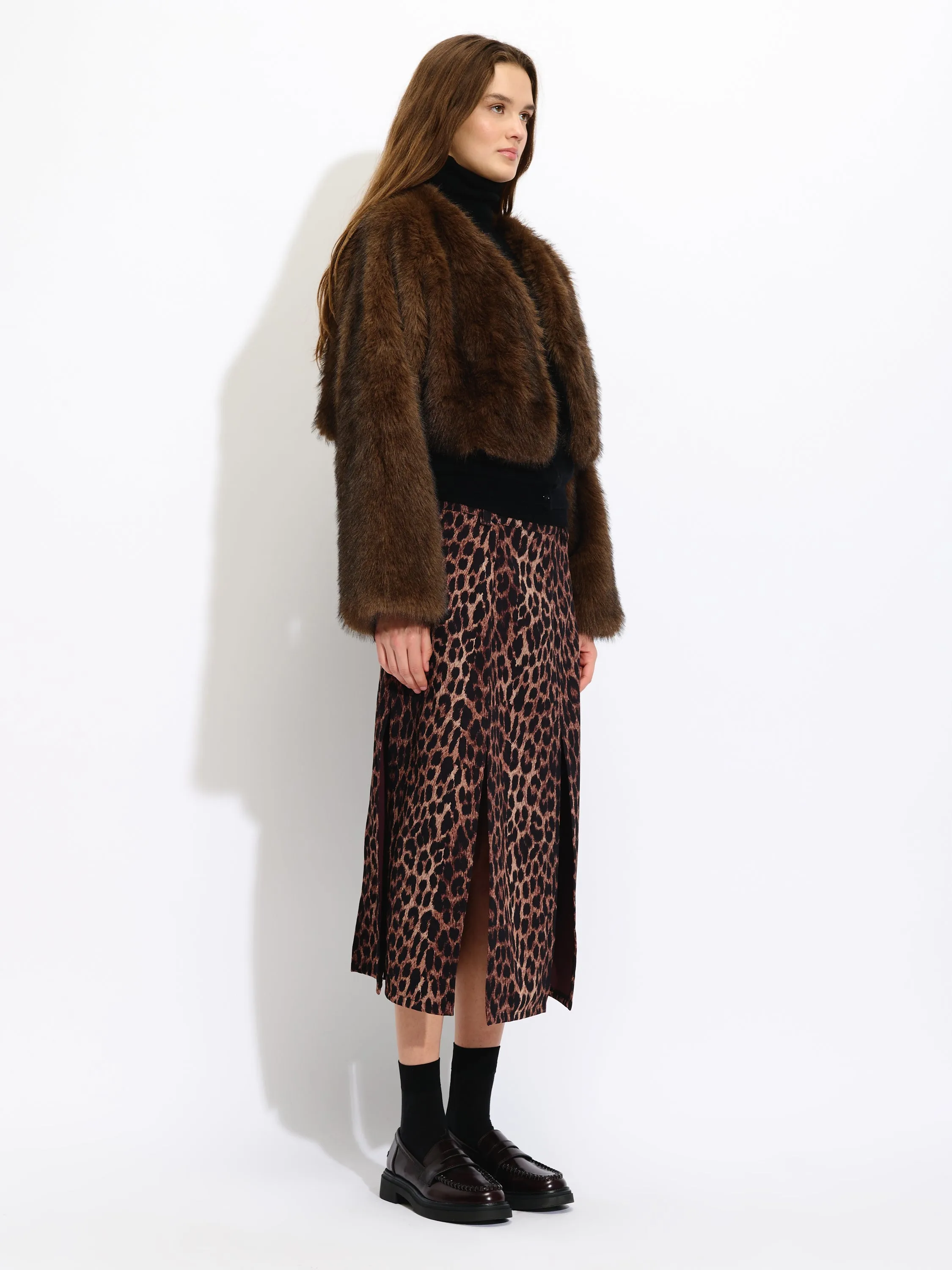 Cropped Faux Fur Coat