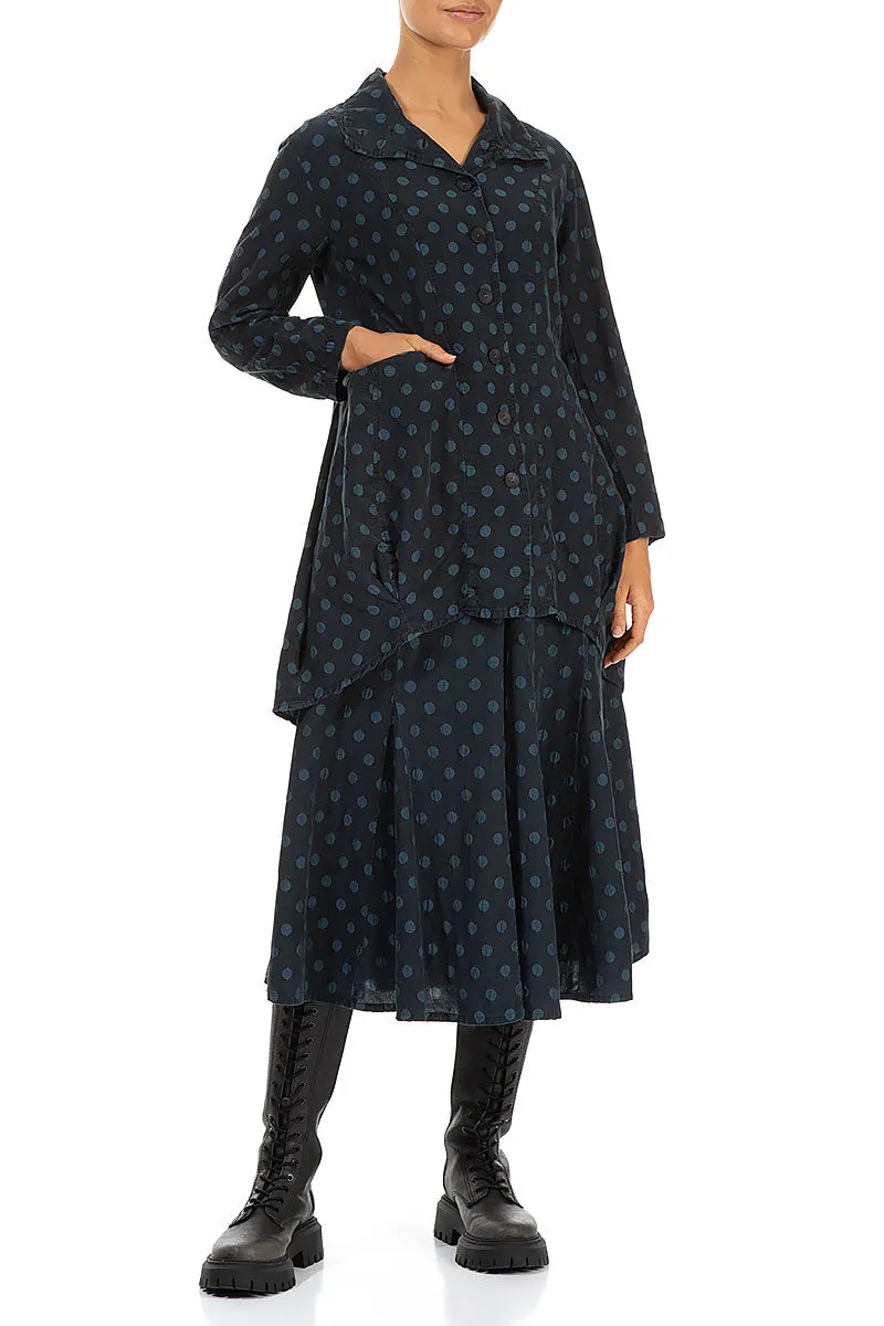 Dotty Midnight Blue Balloon Silk Jacket