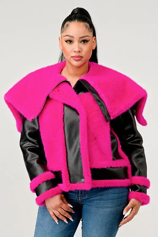 Faux Fur Aviator Jacket