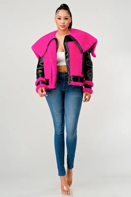 Faux Fur Aviator Jacket