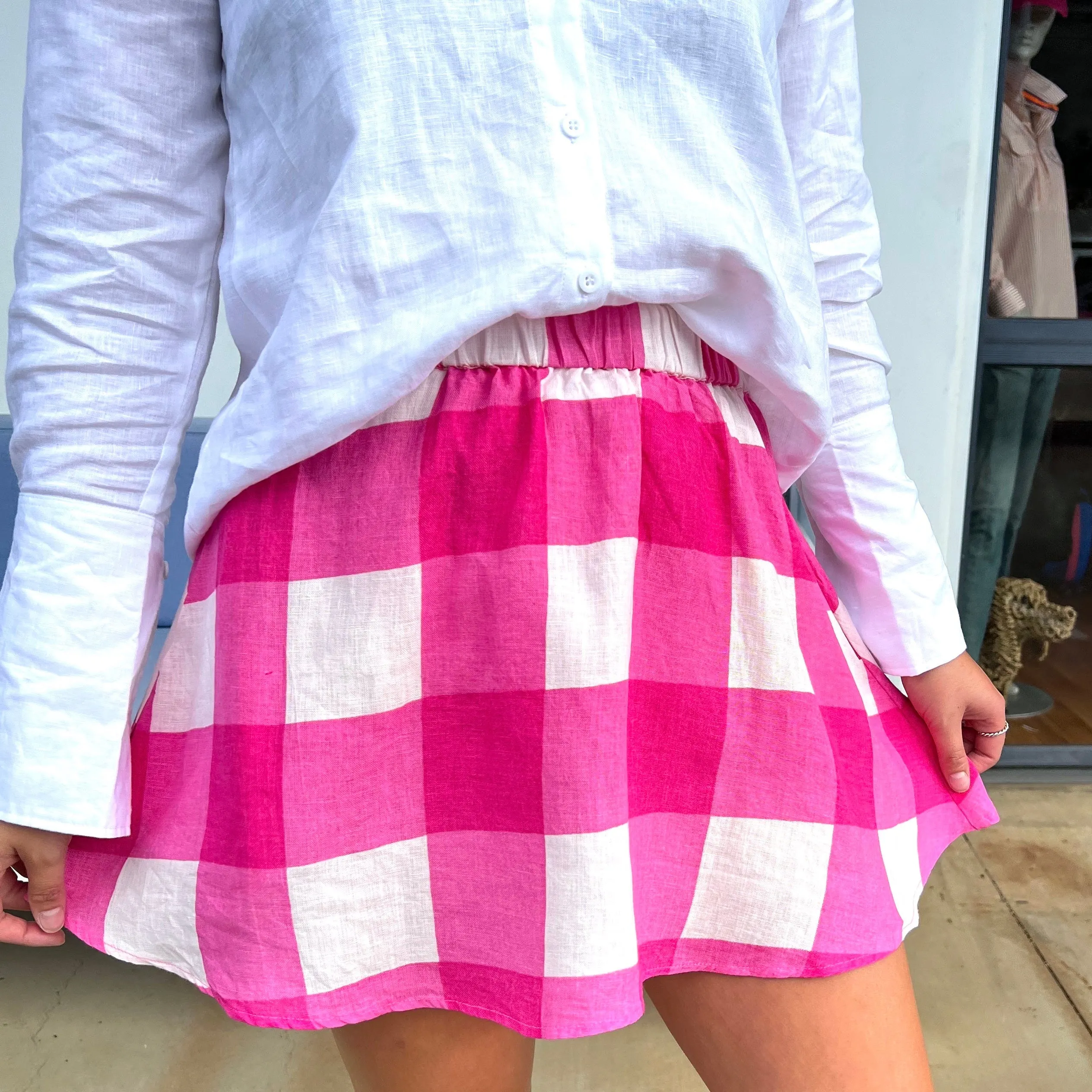 Flippy Skirt - Fuchsia Check