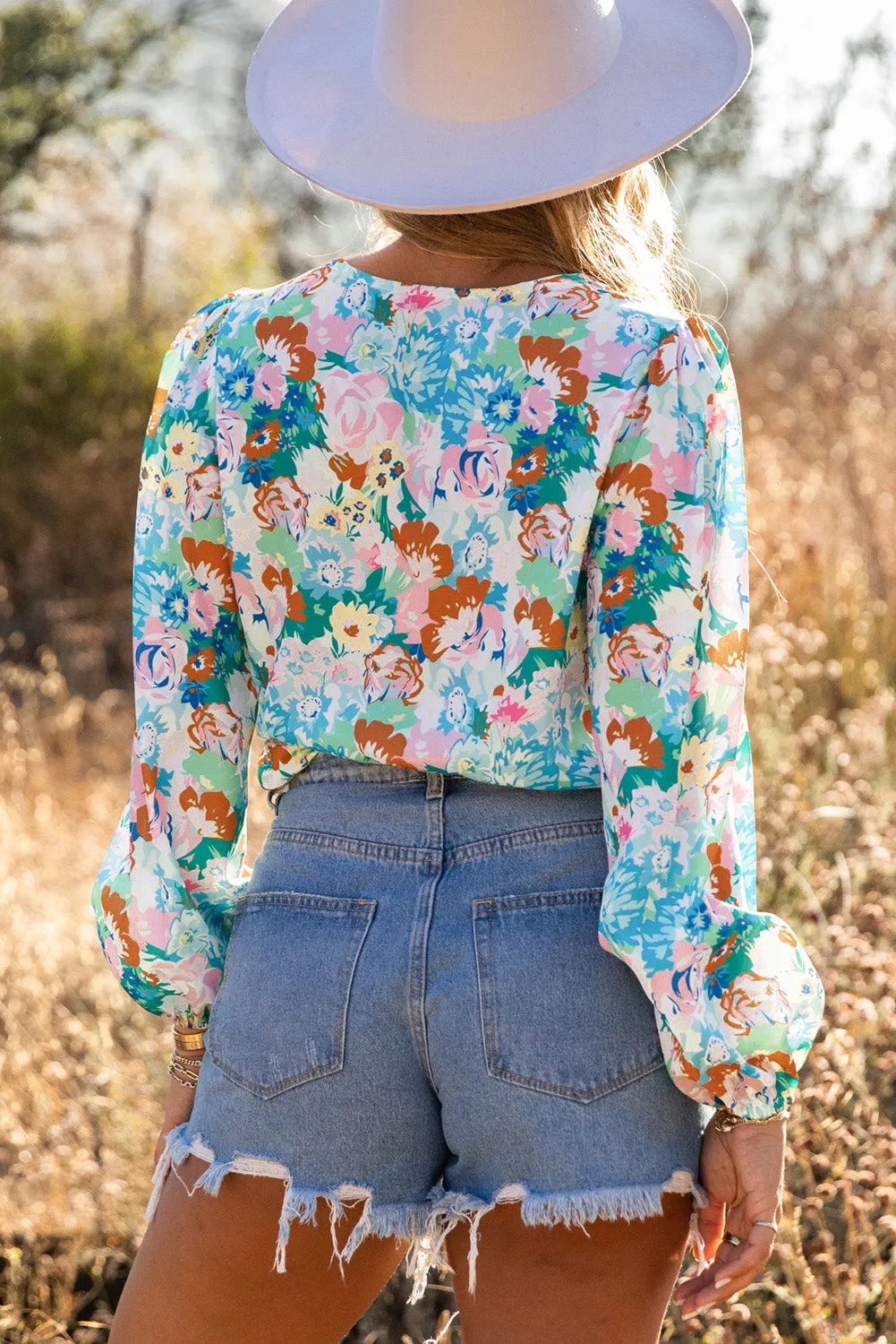 Floral Print Wrap Bodysuit