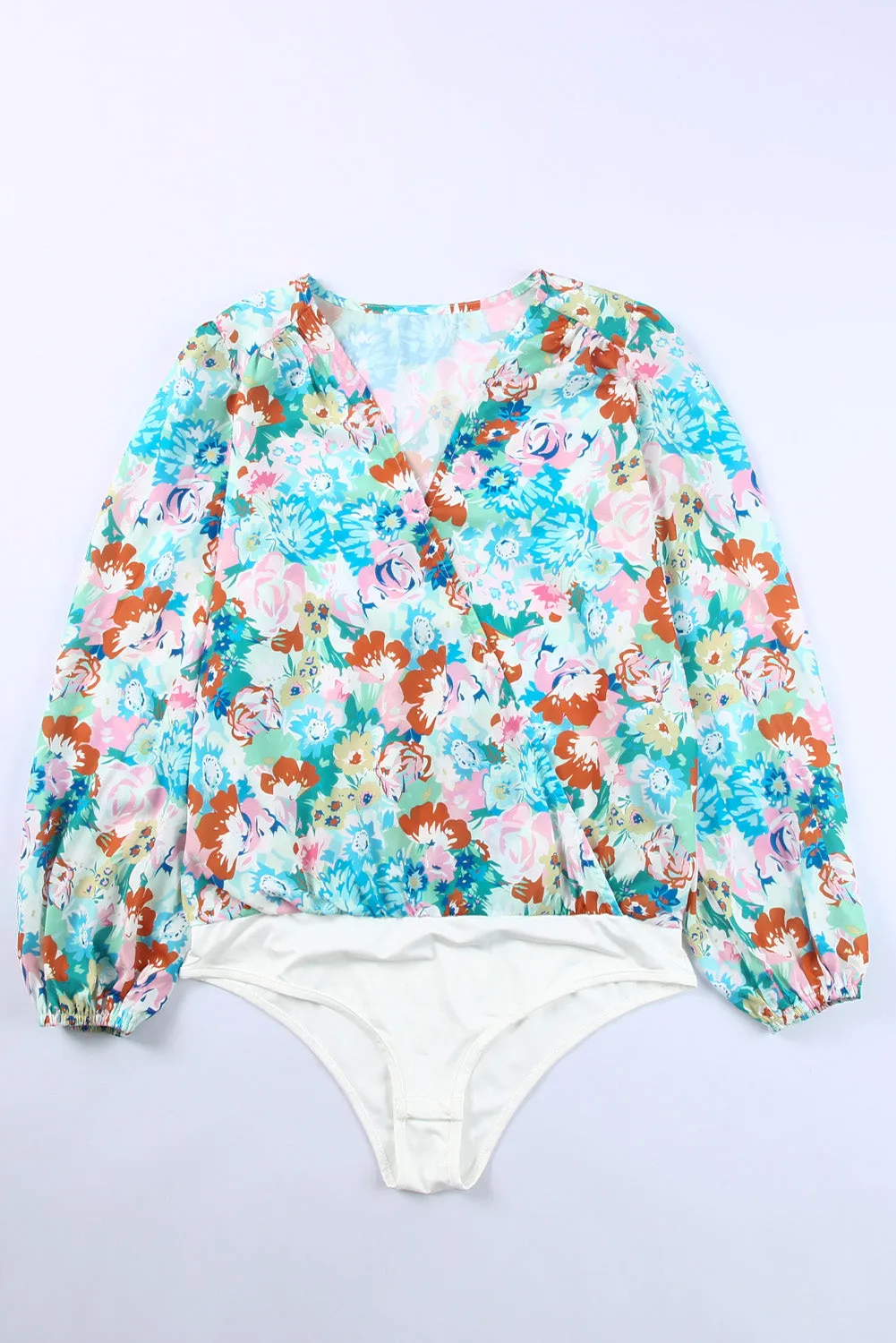 Floral Print Wrap Bodysuit