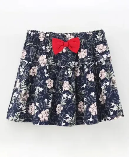 Floral Printed Skirt - Navy