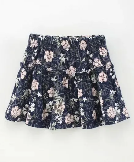 Floral Printed Skirt - Navy