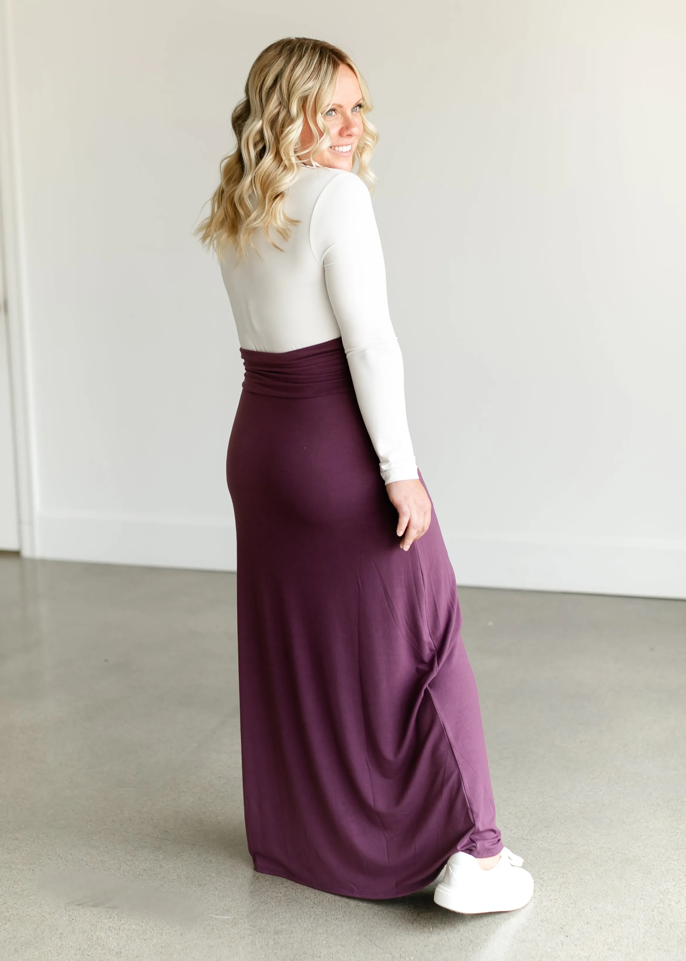 Foldover Waist Pull On Maxi Skirt - FINAL SALE