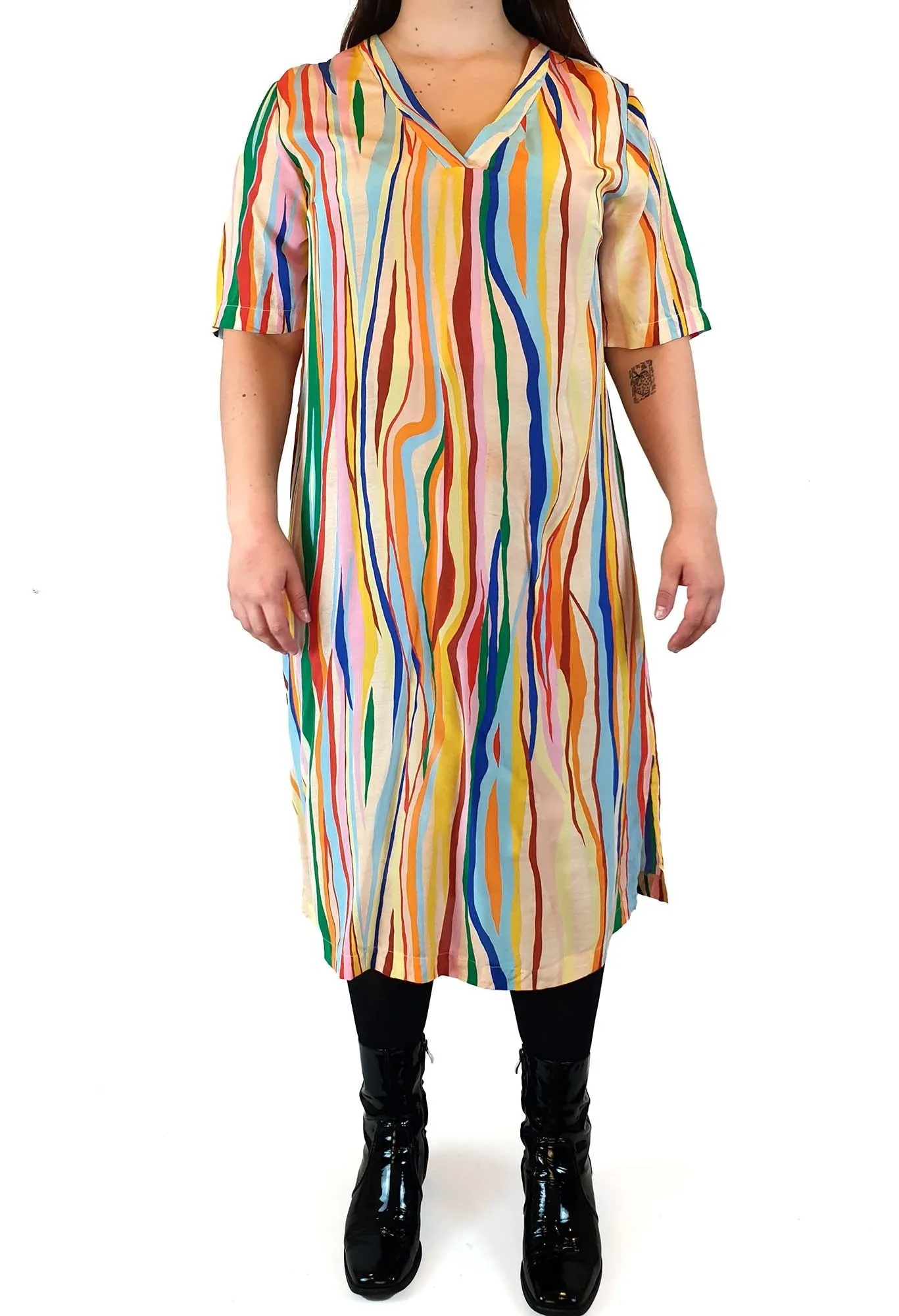 Gorman   Mireia Ruiz silk colourful virtical striped dress size 14