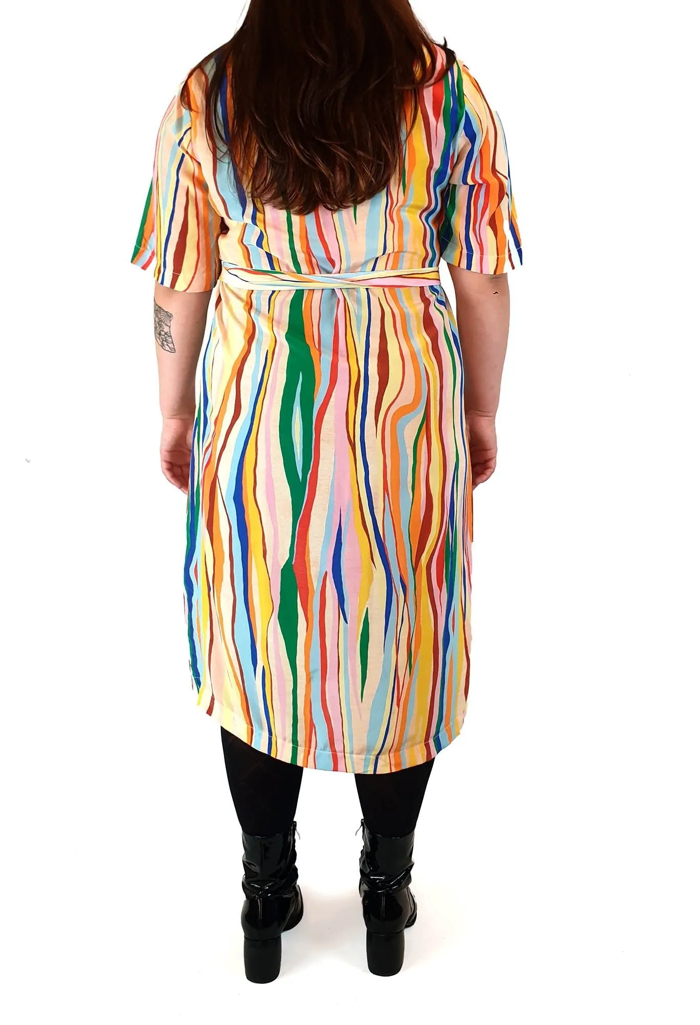 Gorman   Mireia Ruiz silk colourful virtical striped dress size 14