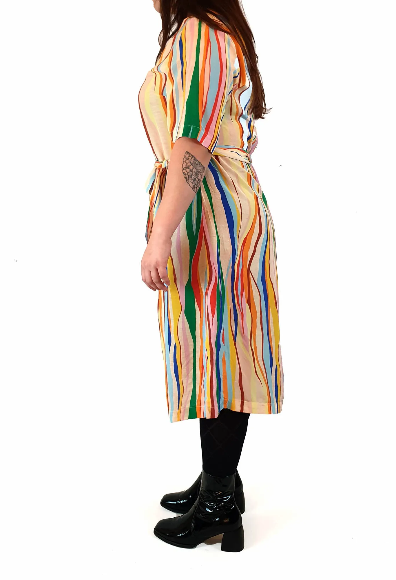 Gorman   Mireia Ruiz silk colourful virtical striped dress size 14