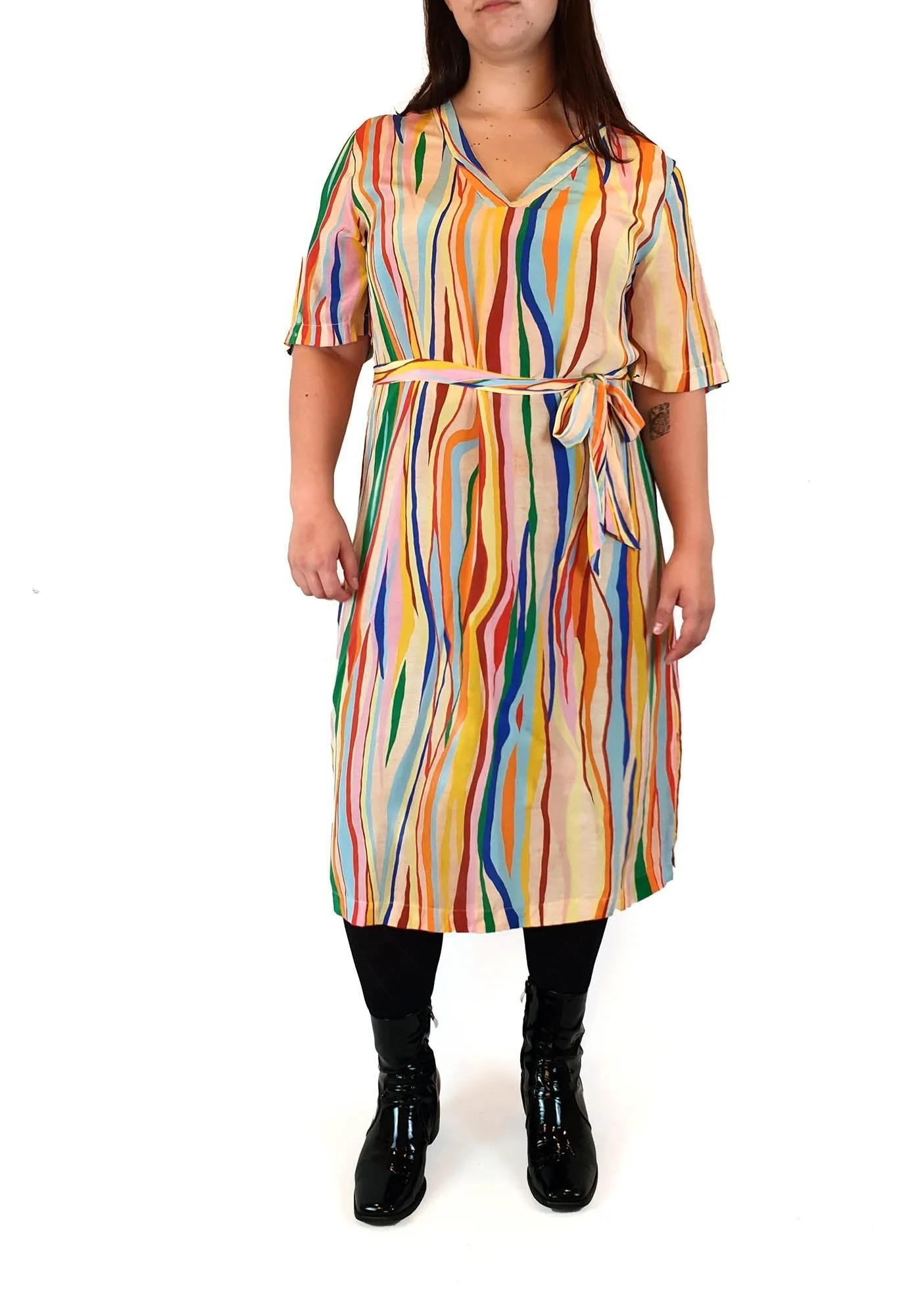 Gorman   Mireia Ruiz silk colourful virtical striped dress size 14