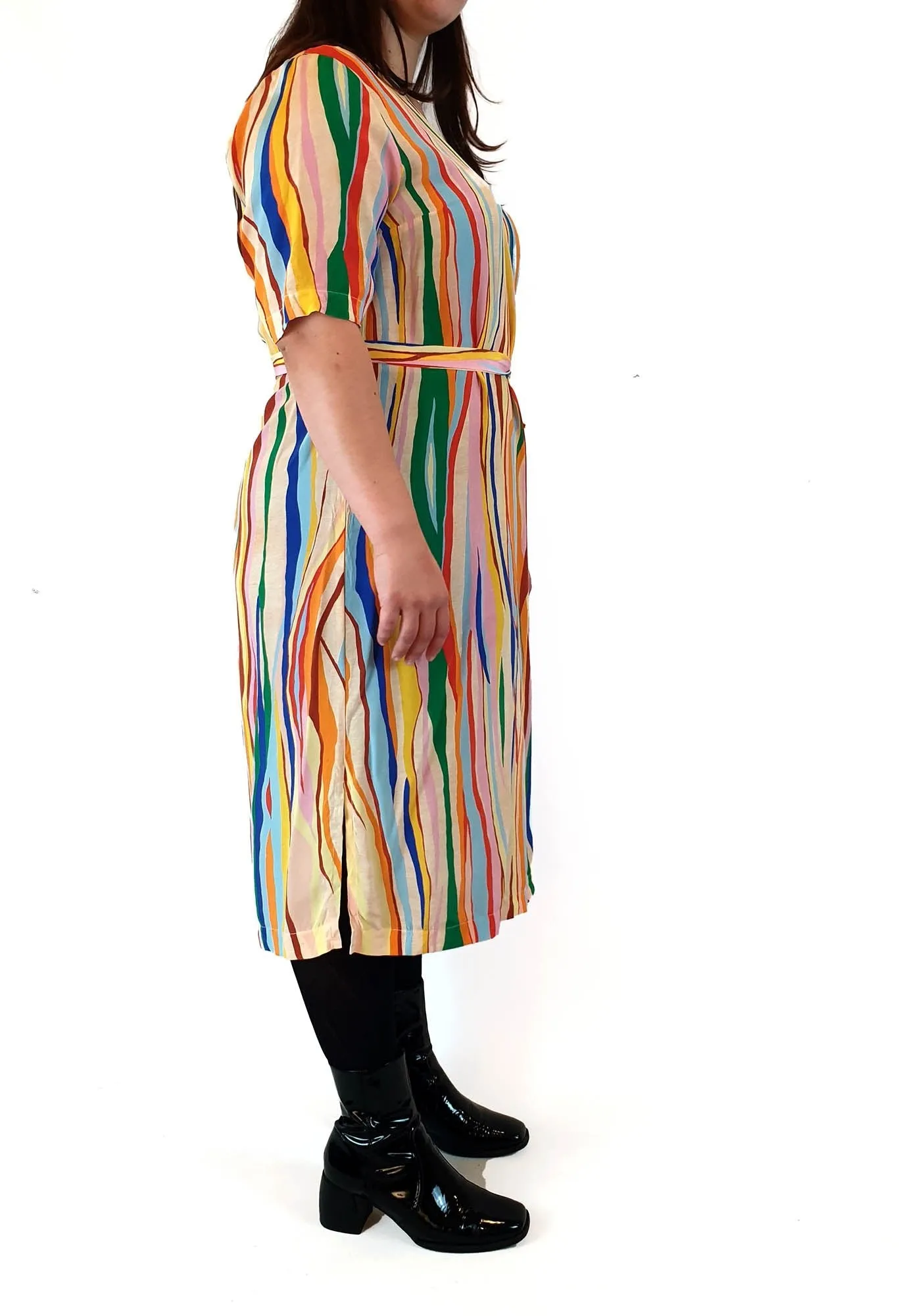 Gorman   Mireia Ruiz silk colourful virtical striped dress size 14