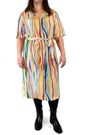 Gorman   Mireia Ruiz silk colourful virtical striped dress size 14