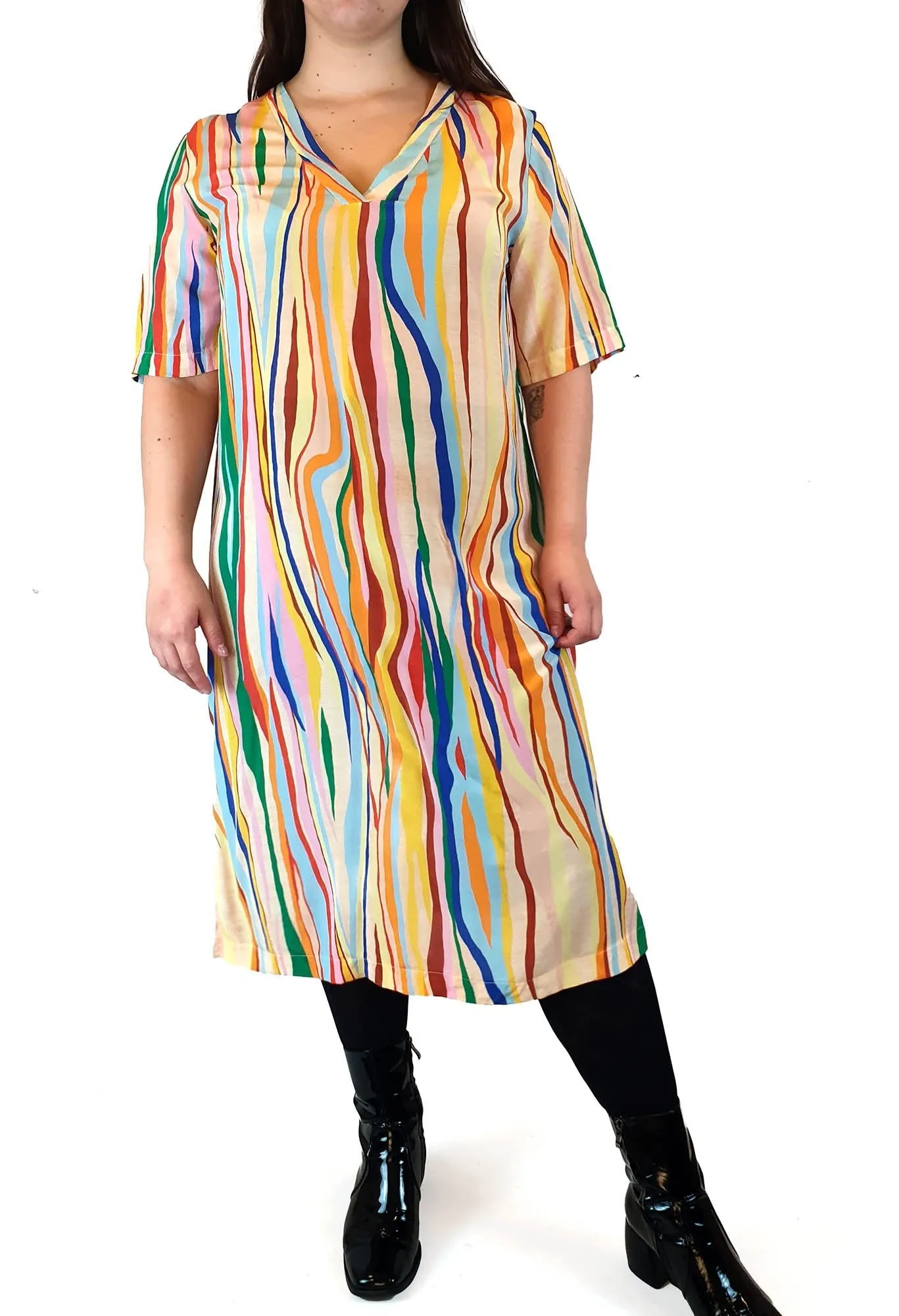 Gorman   Mireia Ruiz silk colourful virtical striped dress size 14