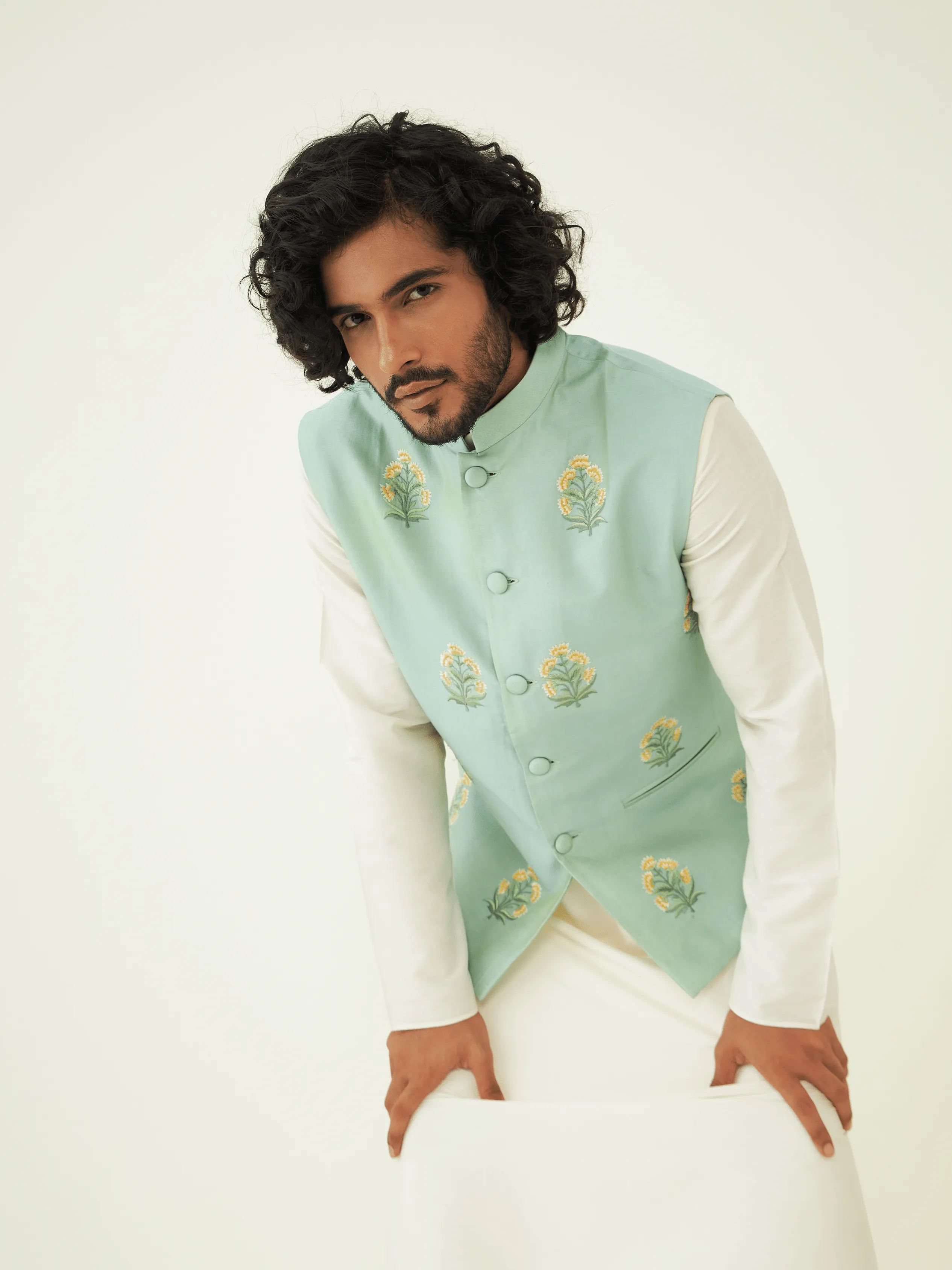 Green Festive Wear Silk Jacket