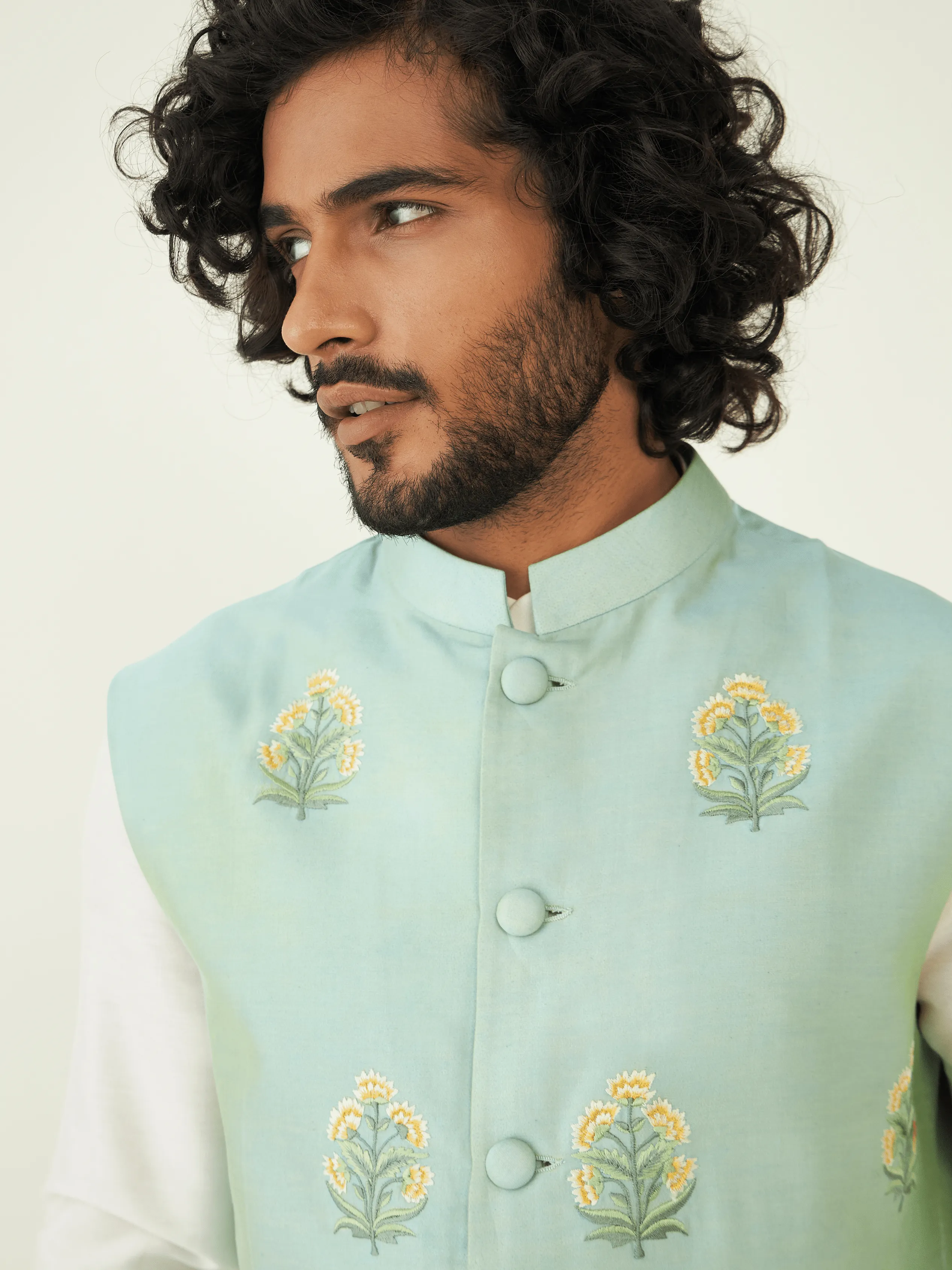 Green Festive Wear Silk Jacket