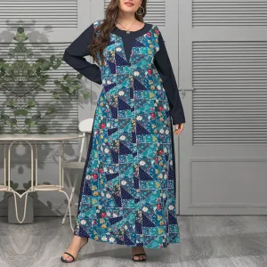 Green Floral Wholesale Dress Plus Size