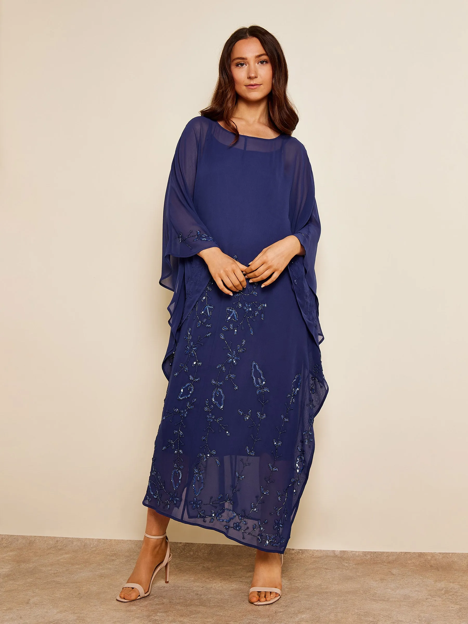 GWD Diane Floral Embellished Kaftan Style Midi Dress