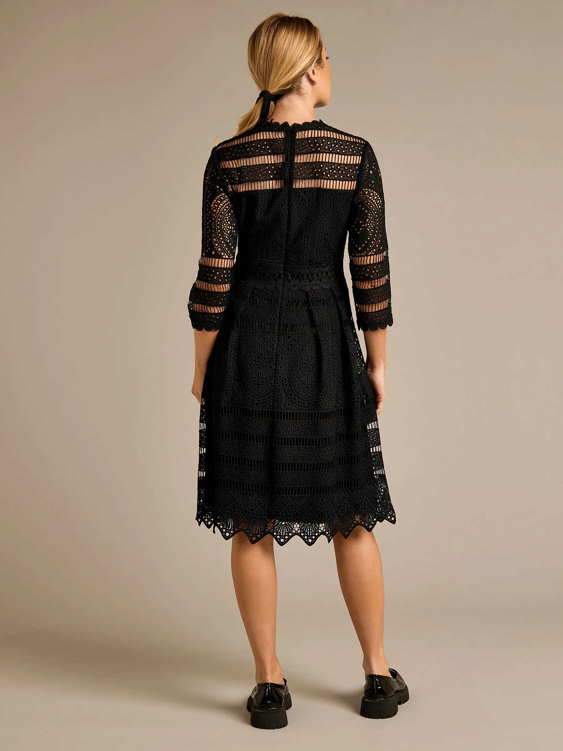 GWD Nicolette Lace Knee Length Black Dress