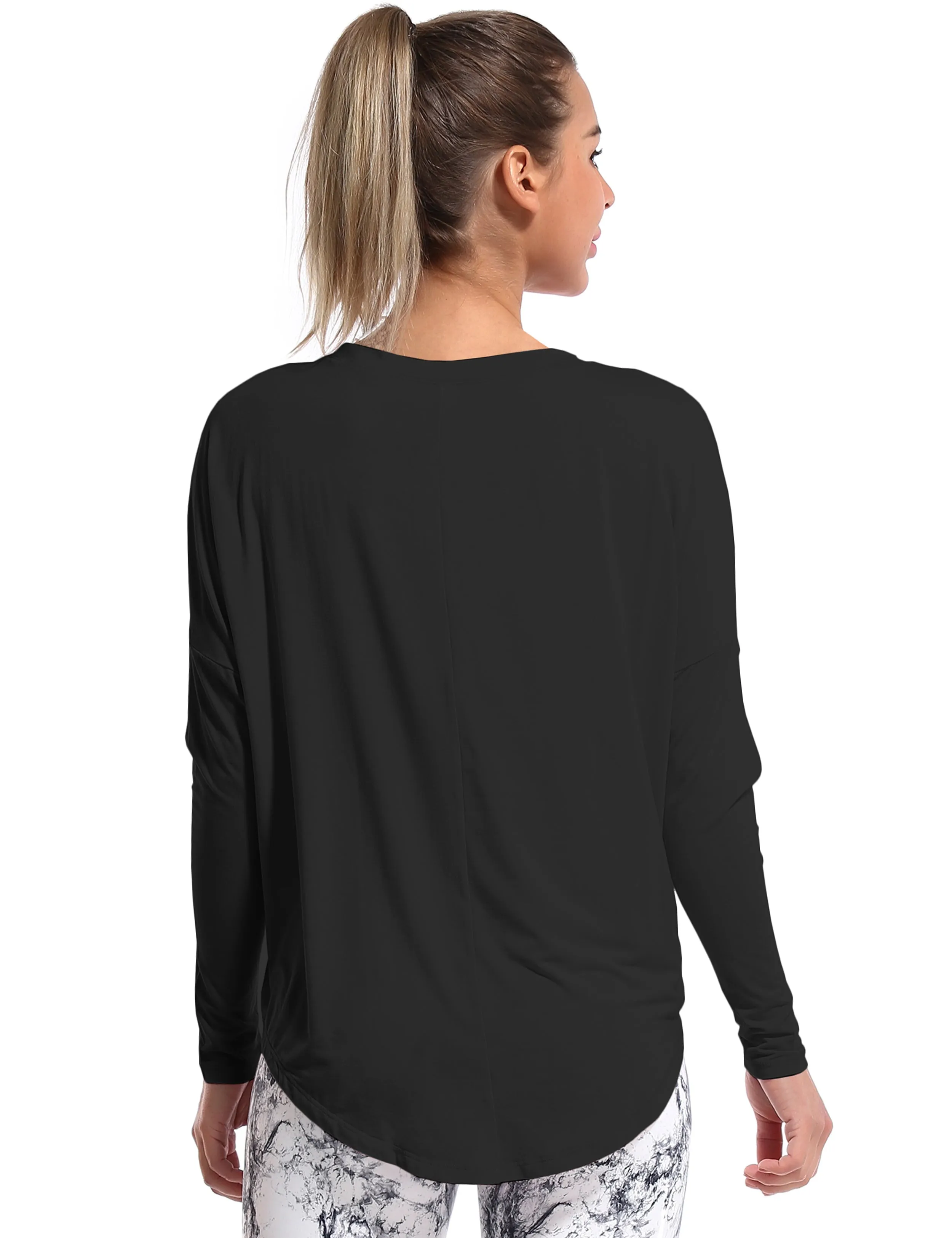 Gym Batwing Tunic Tops black_Gym