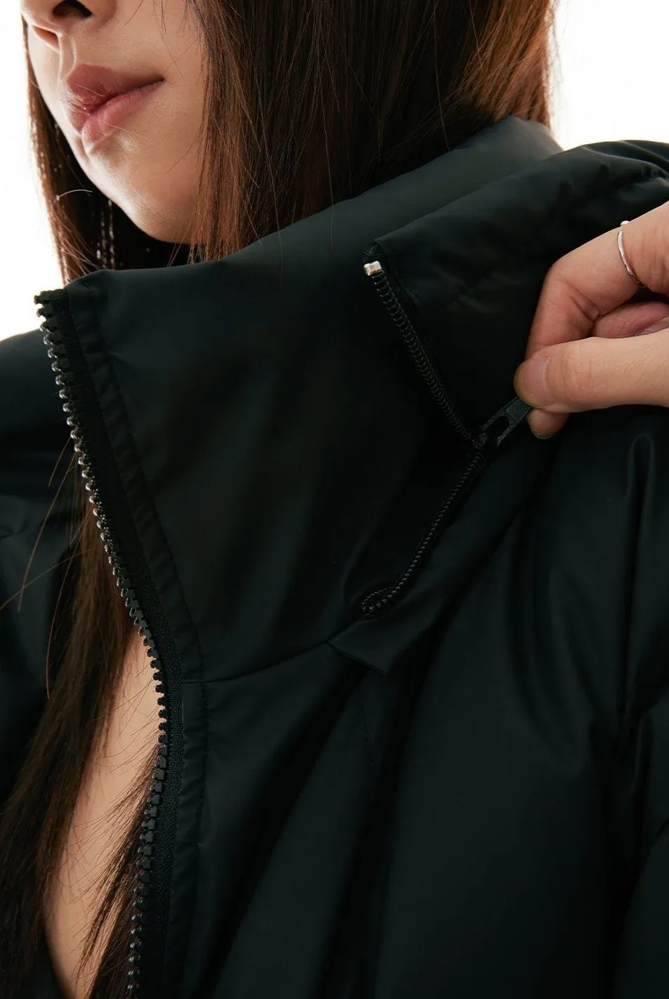 High Collar Hooded Cropped Puffer Jacket