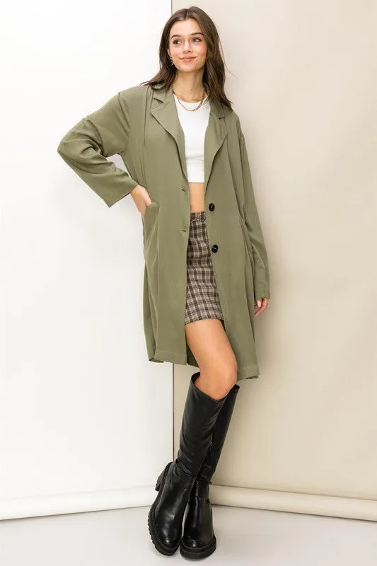 Hyfve Right Round Button Front Oversized Coat